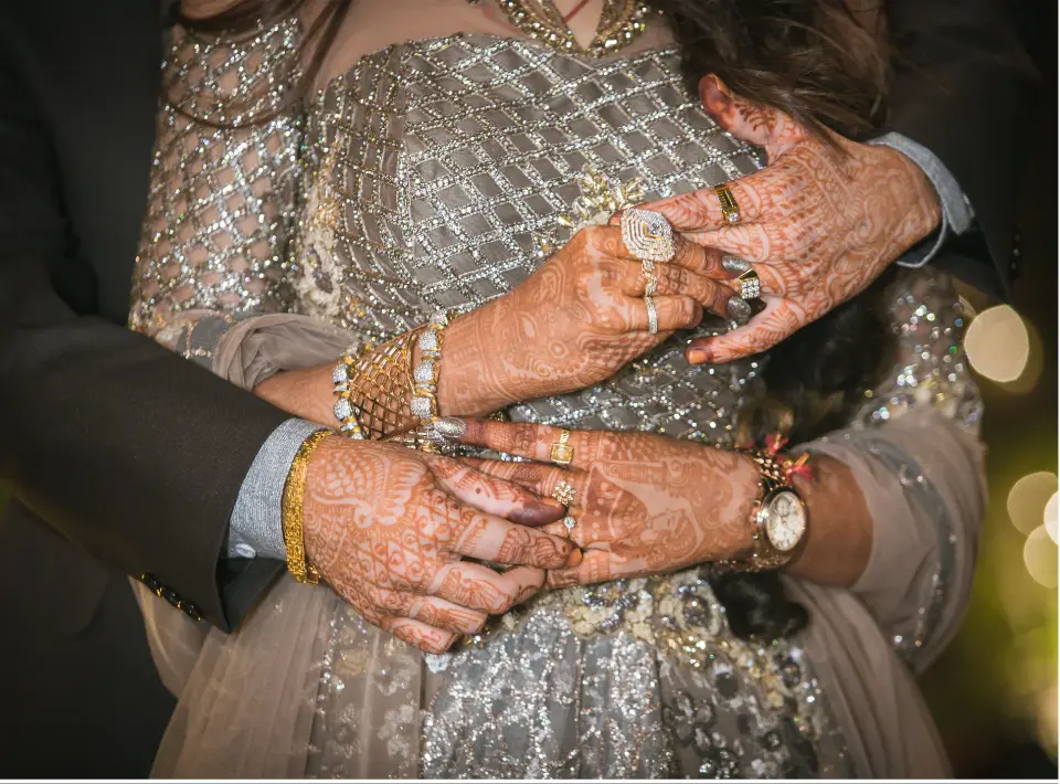 Wedding rings and hands