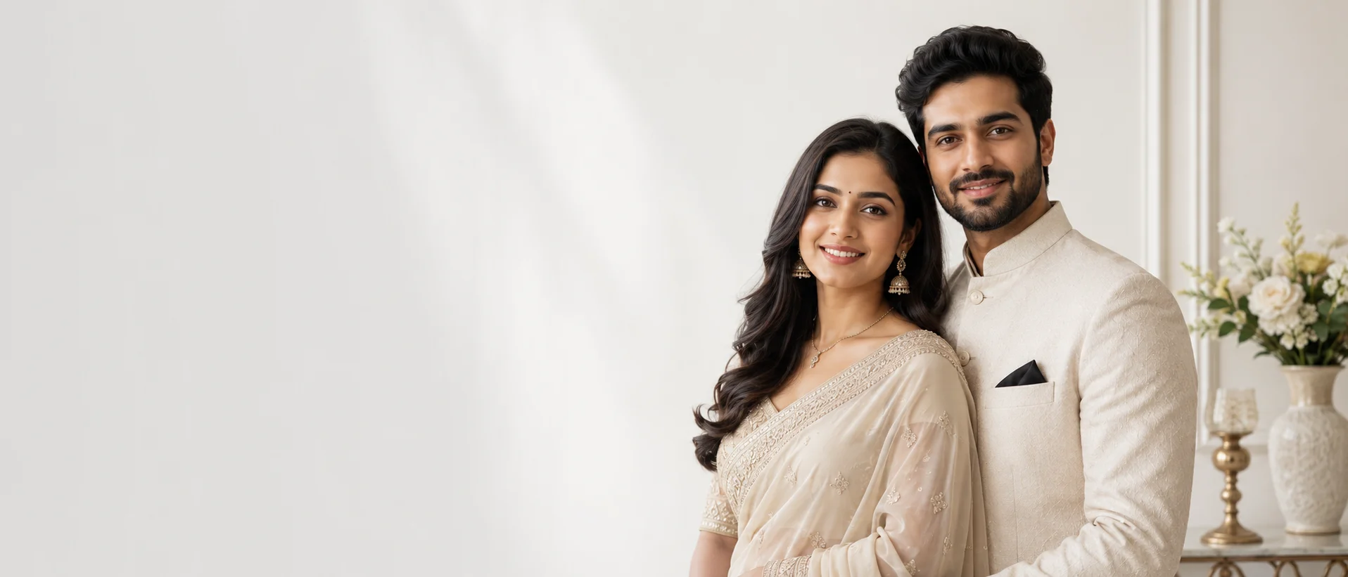 Couple in a refined bright setting
