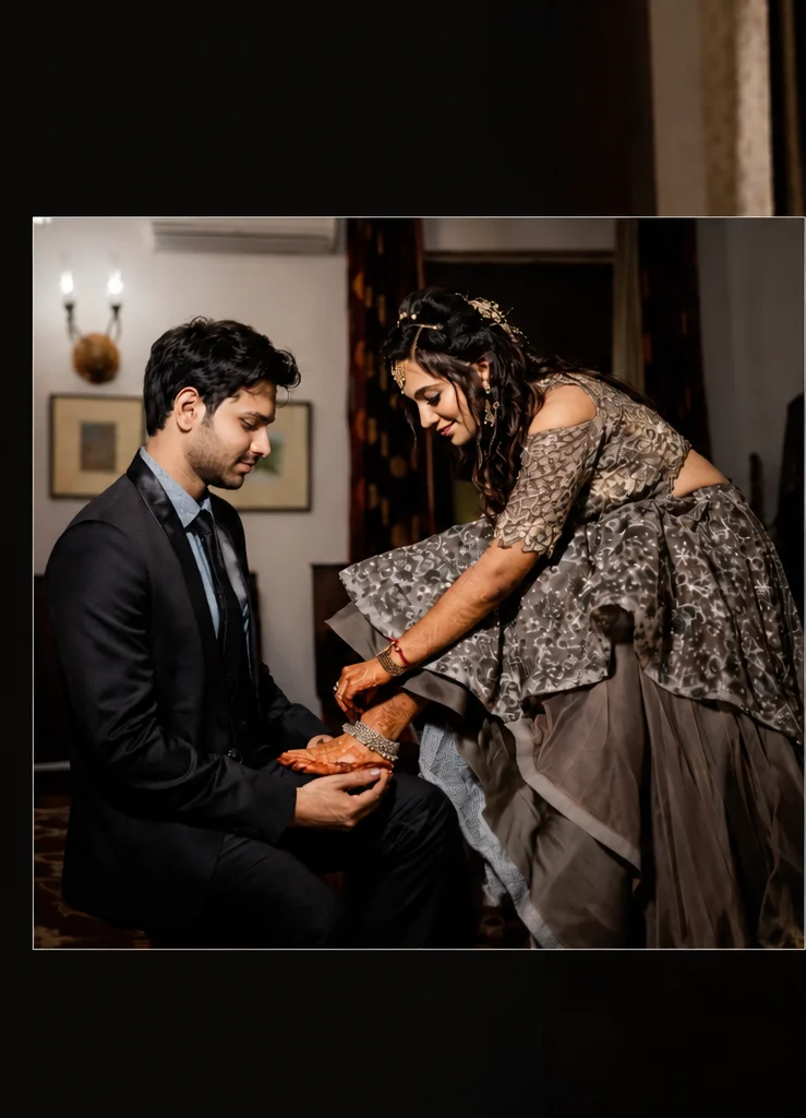 Couple exchanging a ring